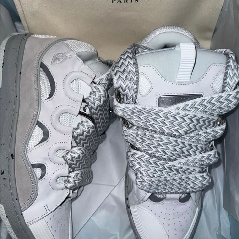 Lanvin White and Gray Sneakers